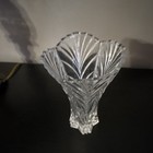 Unmarked Clear Cut Glass Decorative Vase  Clear Glass With Flared Rim