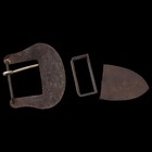 3-piece Ranger Style Western Engraved Silver Overlay Vintage Belt Buckle Set