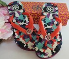 Nwob Tory Burch Monogram Flip Flops  size 9  Rubber Thong Sandals
