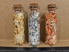 3 Large 2 5  Vials  Filled Full Of Big Gold Leaf Flakes  Silver Flake  And Coppe
