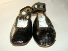 Adorable Primitive Shabby Worn Antique Black Strap   Button Baby Shoes