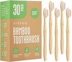 Eco-friendly Bamboo Toothbrushes 30 Pack - Bpa Free Soft Bristles  Natural Wood