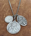 Italian 925 Virgin Mary Jesus  4 Way Cross saint Bernadette Lourdes Necklace 24   
