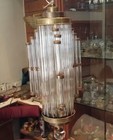 Antique Vintage Art Deco Brass Glass Ceiling Fixture Chandelier Ship Light Lamp