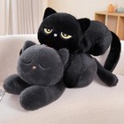 90cm Giant Cute Black gray Lying Cat Plush Toys Soft Simulated Plushie Pillow