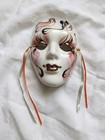 Signed Anton Hand Made Ceramic Mardis Gras Wall 5 x7  Mask Flames New Orleans C