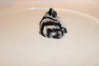 Vintage Realistic Sleeping Kitten 3 55  Small Cat Kitten Figurine Black   White