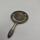 Vintage Silver Plated Hand Mirror Ornate Repousse Floral Scrollwork Vanity Antq