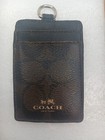Coach 57311 Black Crossgrain Leather Badge Id Lanyard Card Case Holder Wallet