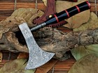 Huntex Handmade Forged Damascus Blade  Solid Full Tang 340mm Long Viking Hatchet