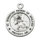 Saint Sebastian Sterling Silver Basketball Male Athlete Medal Necklace 24  Chain