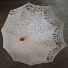 Women s Vintage White Lace Parasol Wedding Bridal Umbrella Decor