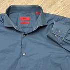 Hugo Boss Sharp Fit Blue Gray Dress Shirt Mens 16 32 33 Long Sleeve Button Down