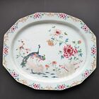 Chinese Antique Platter In Famille Rose With Double Peacocks  18th C  2288