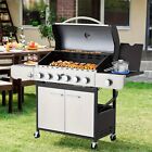 6 Burner Bbq Propane Gas Grill  58000 Btu Stainless Steel Patio Barbecue Grill
