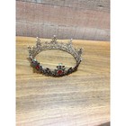 Vintage Style Gothic Filigree Crown Red Purple Rhinestone Gold Tone Tiara 5 5in