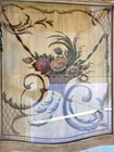 Italian Vintage Side Table W  Painted Floral Design End Table Recessed Glass Top