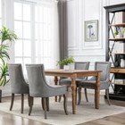 Set Of 2 4 6 Fabric Dining Chairs Ultra Side Chair W  Solid Wood Legs beige gray