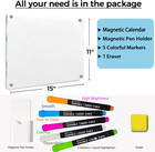 Acrylic Magnetic Dry Erase Fridge Board Clear Note Board 15 X 11 4 Markers Desk