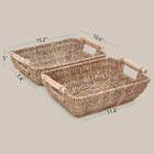 Storage Basket With Wooden Handles Hand-woven Large Seagrass Wicker Basket 2pack