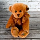 Mohair     Fully Jointed Orange Brown Teddy Bear Stuffed Plush 8  Pumpkin Tag