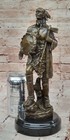 Signed Original B wood American Indian Warrior Bronze Sculpture Marble Figure
