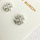 Tory Burch Kira T-logo Stud Earrings Silver