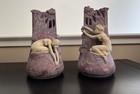 Rare Pair Antique Ernst Wahliss Amphora Art Nouveau Figural Maiden Vases 