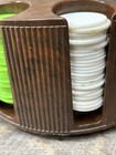 Lowe Revolving Poker Chip Caddy Vintage 8 x8  Holds 200 Chips   2 Decks Of Cards