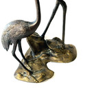 Dark Bronze Cast Metal  Japanese Meiji Style Cranes herons Statue