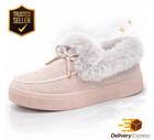 Womens Ankle Moccasin Slippers Winter Warm Loafers Faux Fur Lined Booties Size