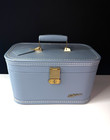 Vintage 1950s Blue Lady Baltimore Train Case Small Suitcase Hard Makeup Travel