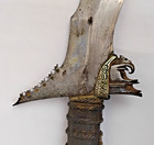 Moro Kris Curved Blade Sword W  Sheath Wrapped Hilt Serrated Edge Antique  j5772