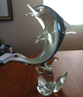 Vintage Murano Glass Dolphin Sculpture 1960s Custom Gray Figurine 11 5x9 Italien