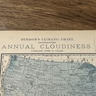 Antique 1889 Map Of United States Annual Cloudiness 14x11 Inches