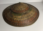 Vintage Asian Bamboo Farmers Conical Coolie Hat Butterfly Design