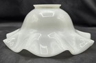 Antique White Milk Glass Ruffled Petticoat Lamp Shade 2-3 16  Fitter