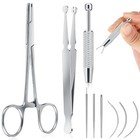 9pcs Stainless Steel Piercing Tool Kit - Ball Grabber   Screw Remover For 16g 18