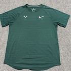 Nike Court Aeroreact Rafa Nadal Shirt L Slim Green Bull Logo Tennis Ci9152-342
