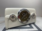 Vtg White   Chrome 1950 Crosley Dashboard Tube Radio Model 10-135 Works See Vid