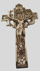 Vtg Gold Tone Pewter Ihs Wall Crucifix 9    Ornate Filigree Religious Cross Decor