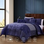 Blue Drift 5 Piece Reversible Comforter Set 100  Cotton 220 Thread Count