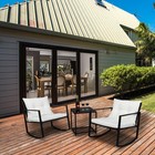 3 Pcs Rattan Rocking Bistro Set In outdoor Wicker Conversation Patio Furniture