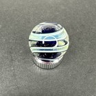 Contemporary Handmade Art Glass Marble  69  Blue Core Uv Reactive Swirl  Sparkle