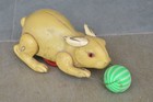Vintage Cc Trademark Yellow Rabbit Playing Ball Celluloid Wind Up Toy   Japan