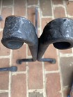 Pair Hand Forged Wrought Iron Fireplace Andirons Mcm Art Deco