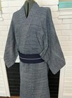 Japanese Vintage Yukata     Navy Dot Pattern  Men s Cotton Kimono  Petite Size