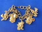 Vtg Disney Charm Bracelet Yellow Gold-tone 6  Five Character Charms