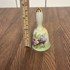 Lefton China Bell 5202 Hand Painted Pink Purple Flowers Gold Tip-vintage Japan