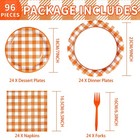 Grencian 96pcs Fall Orange Gingham Party Supplies    9 Inches  7